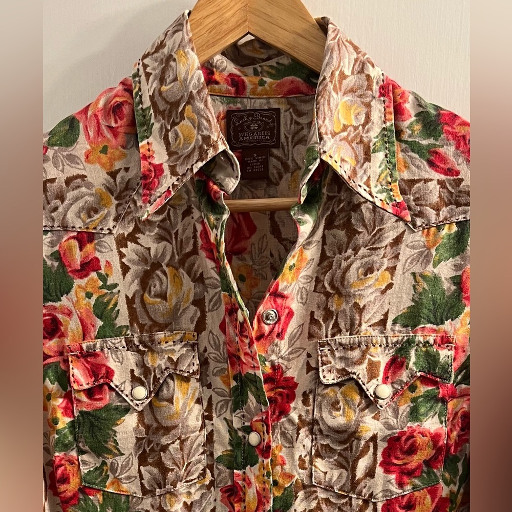 Vintage linen Lucky Brand western shirt S